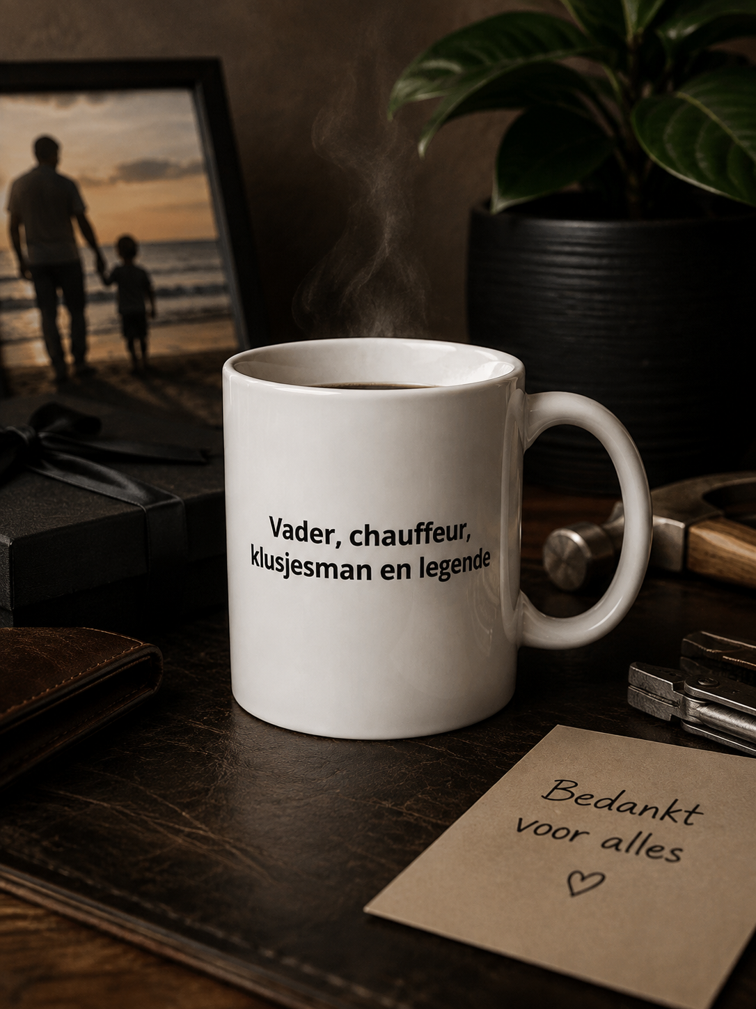 Grappige mok "Vader, chauffeur, klusjesman en legende" — cadeau voor papa